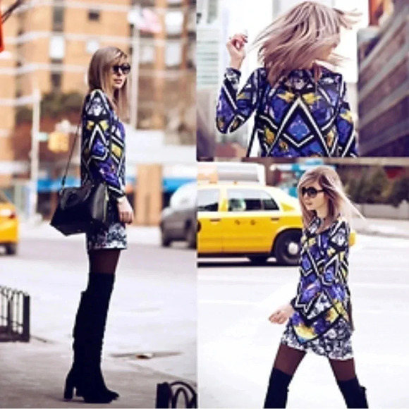 1059. ASOS MINI‎ DRESS SHEATH FIT SIZE 6 ABSTRACT PRINT - Picture 1 of 10